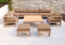 7 pc Venice Teak Deep Seating Deluxe Sofa with Square Coffee Table. Sunbrella Cushion.