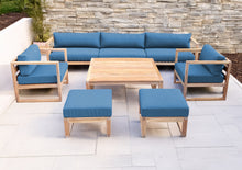 7 pc Venice Teak Deep Seating Deluxe Sofa with Square Coffee Table. Sunbrella Cushion.