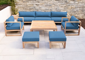7 pc Venice Teak Deep Seating Deluxe Sofa with Square Coffee Table. Sunbrella Cushion.