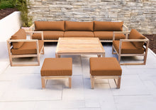 7 pc Venice Teak Deep Seating Deluxe Sofa with Square Coffee Table. Sunbrella Cushion.