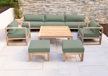 7 pc Venice Teak Deep Seating Deluxe Sofa with Square Coffee Table. Sunbrella Cushion.