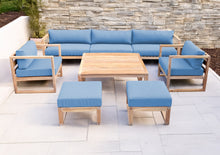 7 pc Venice Teak Deep Seating Deluxe Sofa with Square Coffee Table. Sunbrella Cushion.
