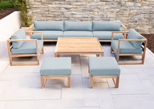 7 pc Venice Teak Deep Seating Deluxe Sofa with Square Coffee Table. Sunbrella Cushion.