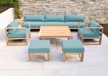 7 pc Venice Teak Deep Seating Deluxe Sofa with Square Coffee Table. Sunbrella Cushion.