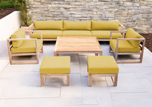 7 pc Venice Teak Deep Seating Deluxe Sofa with Square Coffee Table. Sunbrella Cushion.