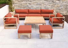 7 pc Venice Teak Deep Seating Deluxe Sofa with Square Coffee Table. Sunbrella Cushion.