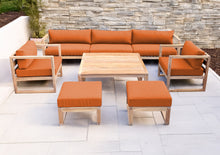 7 pc Venice Teak Deep Seating Deluxe Sofa with Square Coffee Table. Sunbrella Cushion.
