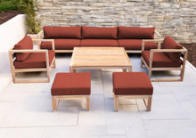 7 pc Venice Teak Deep Seating Deluxe Sofa with Square Coffee Table. Sunbrella Cushion.