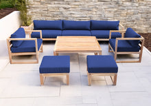 7 pc Venice Teak Deep Seating Deluxe Sofa with Square Coffee Table. Sunbrella Cushion.