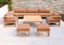 7 pc Venice Teak Deep Seating Deluxe Sofa with Square Coffee Table. Sunbrella Cushion.