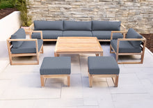 7 pc Venice Teak Deep Seating Deluxe Sofa with Square Coffee Table. Sunbrella Cushion.