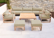 7 pc Venice Teak Deep Seating Deluxe Sofa with Square Coffee Table. Sunbrella Cushion.