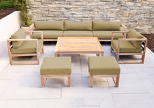 7 pc Venice Teak Deep Seating Deluxe Sofa with Square Coffee Table. Sunbrella Cushion.