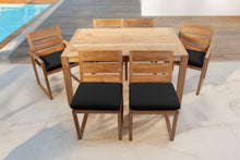 7 pc Venice Teak Dining Set with 59" Rectangular Dining Table