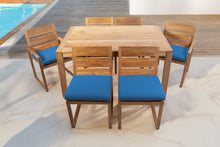 7 pc Venice Teak Dining Set with 59" Rectangular Dining Table