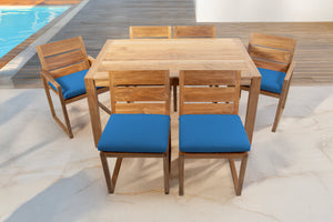 7 pc Venice Teak Dining Set with 59" Rectangular Dining Table