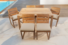 7 pc Venice Teak Dining Set with 59" Rectangular Dining Table