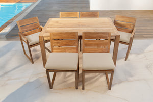 7 pc Venice Teak Dining Set with 59" Rectangular Dining Table
