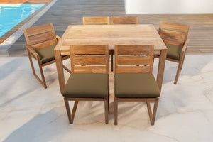 7 pc Venice Teak Dining Set with 59" Rectangular Dining Table