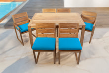 7 pc Venice Teak Dining Set with 59" Rectangular Dining Table