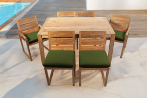 7 pc Venice Teak Dining Set with 59" Rectangular Dining Table
