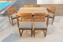 7 pc Venice Teak Dining Set with 59" Rectangular Dining Table