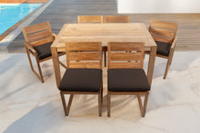 7 pc Venice Teak Dining Set with 59" Rectangular Dining Table