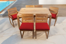 7 pc Venice Teak Dining Set with 59" Rectangular Dining Table