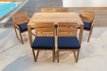 7 pc Venice Teak Dining Set with 59" Rectangular Dining Table
