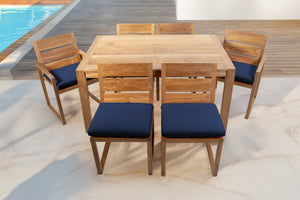 7 pc Venice Teak Dining Set with 59" Rectangular Dining Table