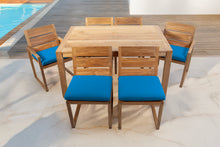 7 pc Venice Teak Dining Set with 59" Rectangular Dining Table
