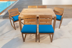 7 pc Venice Teak Dining Set with 59" Rectangular Dining Table