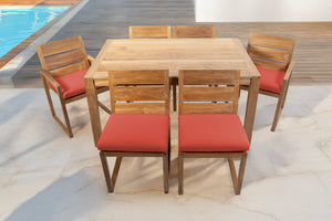 7 pc Venice Teak Dining Set with 59" Rectangular Dining Table
