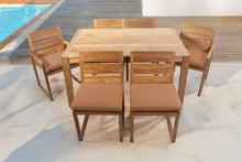 7 pc Venice Teak Dining Set with 59" Rectangular Dining Table