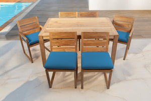 7 pc Venice Teak Dining Set with 59" Rectangular Dining Table