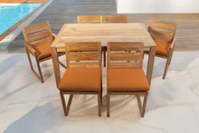 7 pc Venice Teak Dining Set with 59" Rectangular Dining Table