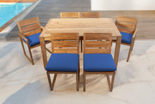 7 pc Venice Teak Dining Set with 59" Rectangular Dining Table
