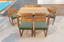7 pc Venice Teak Dining Set with 59" Rectangular Dining Table