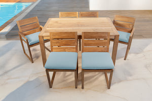 7 pc Venice Teak Dining Set with 59" Rectangular Dining Table