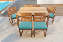 7 pc Venice Teak Dining Set with 59" Rectangular Dining Table