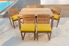 7 pc Venice Teak Dining Set with 59" Rectangular Dining Table