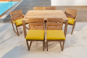 7 pc Venice Teak Dining Set with 59" Rectangular Dining Table