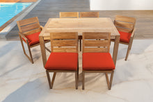 7 pc Venice Teak Dining Set with 59" Rectangular Dining Table