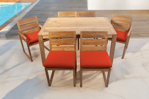 7 pc Venice Teak Dining Set with 59" Rectangular Dining Table