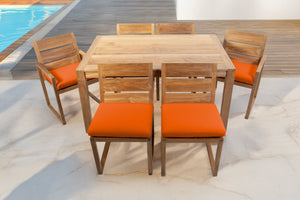 7 pc Venice Teak Dining Set with 59" Rectangular Dining Table