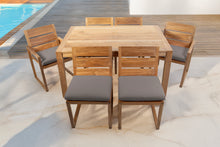 7 pc Venice Teak Dining Set with 59" Rectangular Dining Table