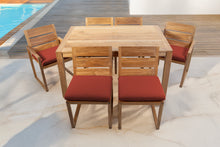 7 pc Venice Teak Dining Set with 59" Rectangular Dining Table