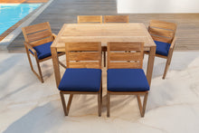 7 pc Venice Teak Dining Set with 59" Rectangular Dining Table