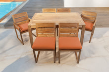 7 pc Venice Teak Dining Set with 59" Rectangular Dining Table