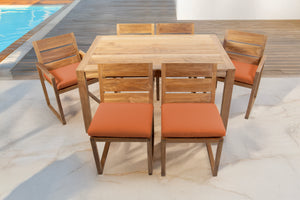 7 pc Venice Teak Dining Set with 59" Rectangular Dining Table